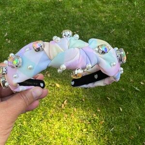 Lele Sadoughi x Stoney Clover Lane Pastel Picnic Rainbow Gingham kids headband